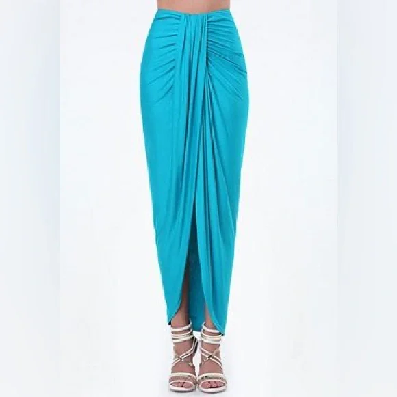 Bebe Draped Teal Maxi Skirt - Picture 1 of 3